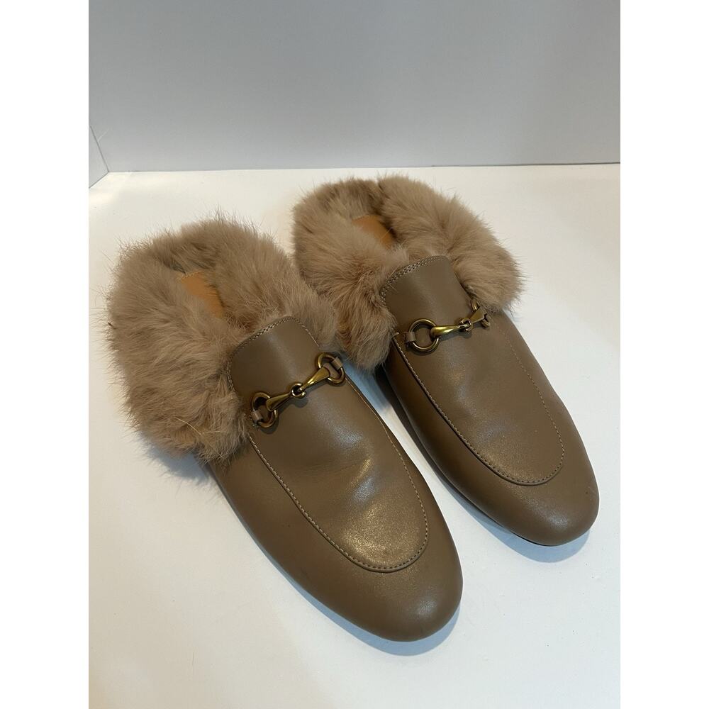 Faux Fur mule Women Slippers Tan Size 10